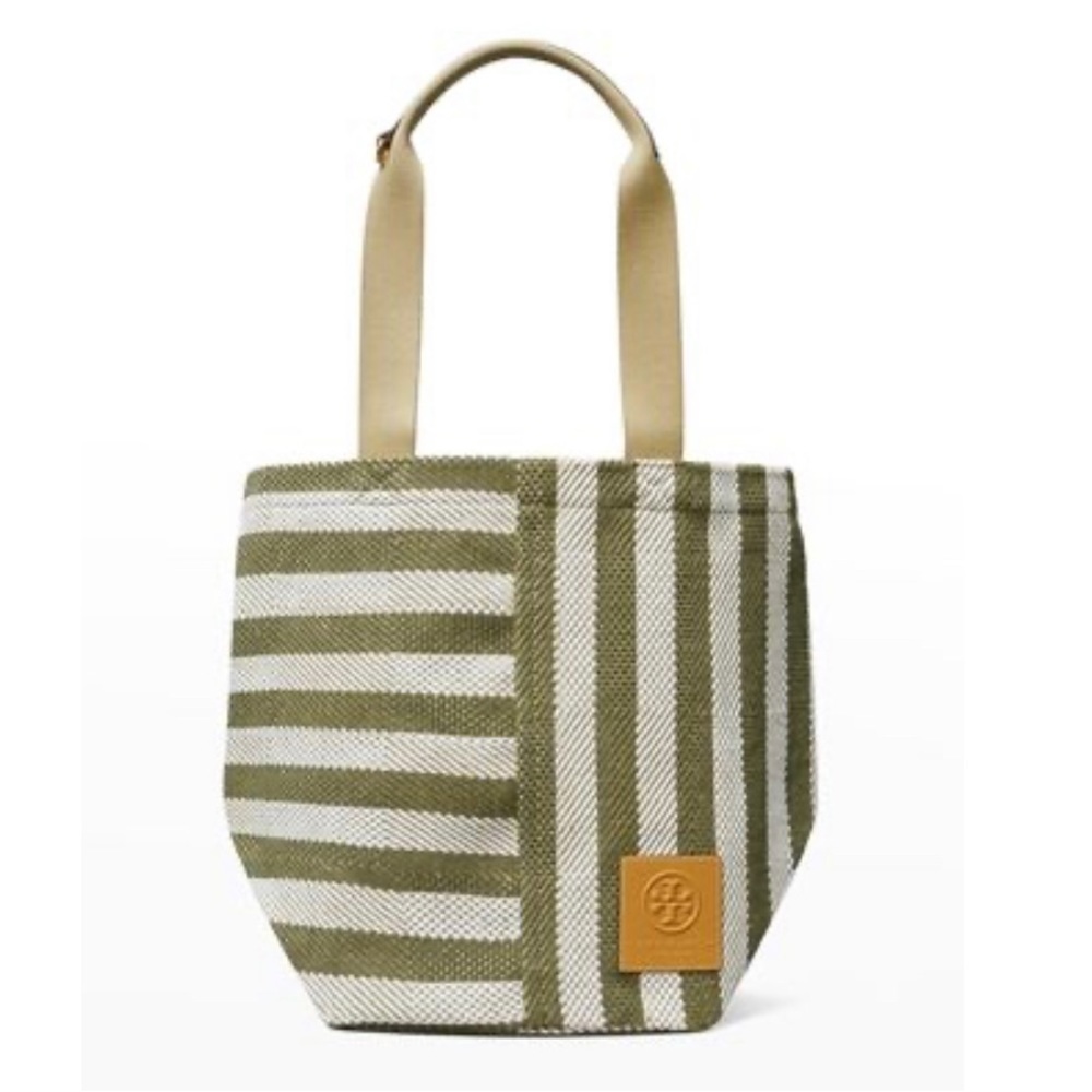 TORY Burch Gracie Striped Canvas Tote in Green Stripe - Picture 2 of 10
